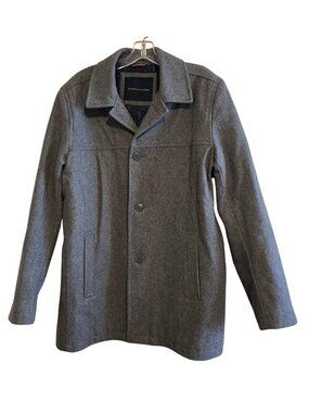 Tommy Hilfiger Mens Grey Wool Blend Peacoat warm winter old money classic